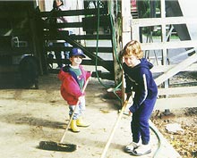 Sweeping up the barn